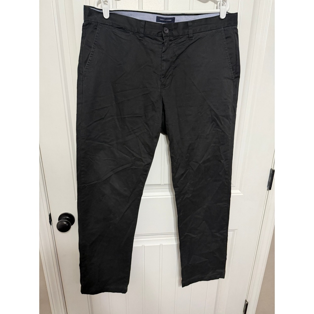 Tommy Hilfiger Pants Mens 36x32 Custom Fit Black Chino Trousers EUC